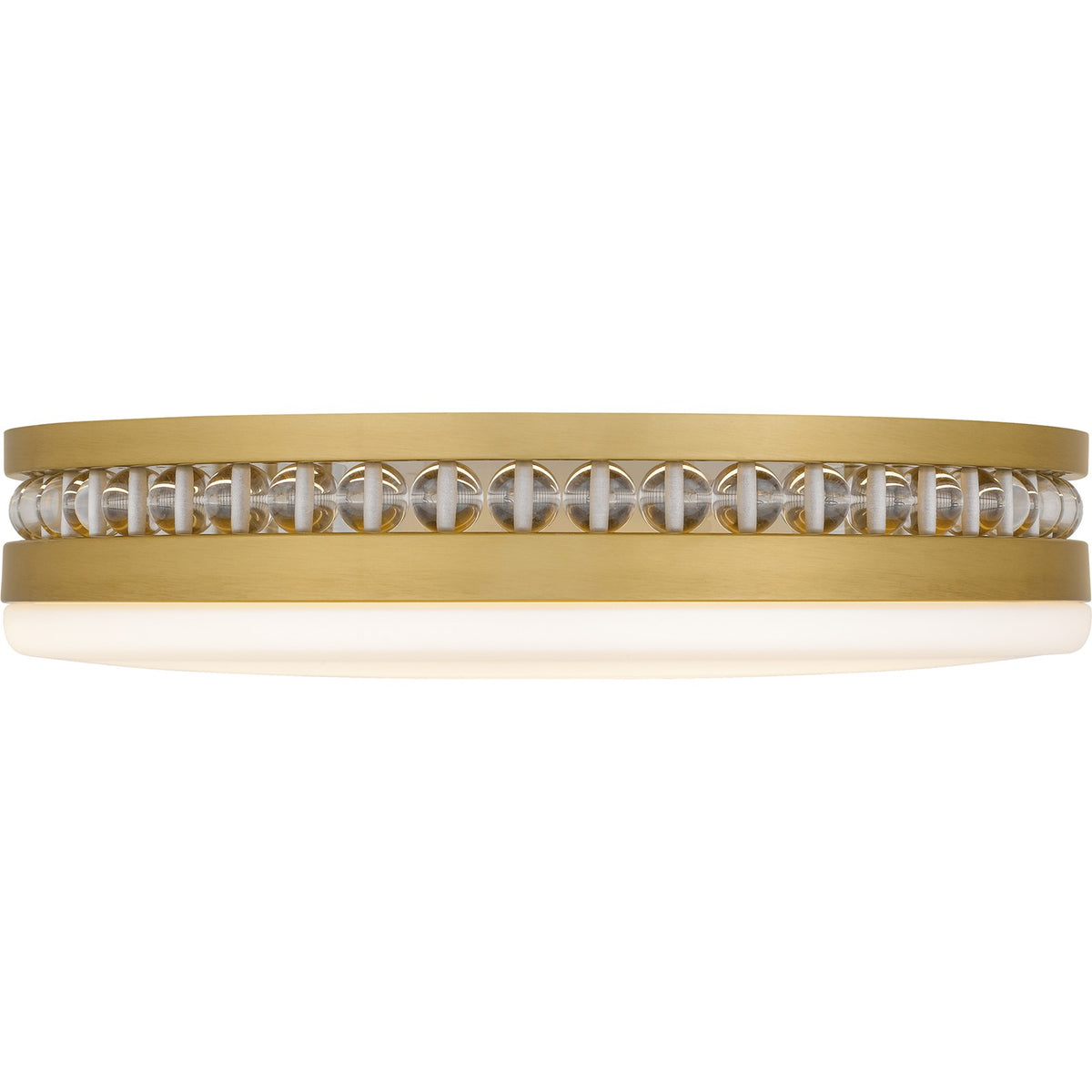 Quoizel Carey 16in LED Flush Mount | Glam Brushed Gold and Opal Etched Glass | Bedroom & Hallway | 16 x 16 x 3.5 in | Model QFL6785BRG