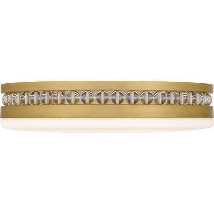Quoizel Carey 16in LED Flush Mount | Glam Brushed Gold and Opal Etched Glass | Bedroom & Hallway | 16 x 16 x 3.5 in | Model QFL6785BRG