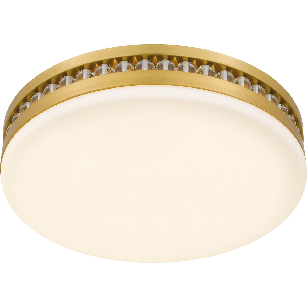 Quoizel Carey 16in LED Flush Mount | Glam Brushed Gold and Opal Etched Glass | Bedroom & Hallway | 16 x 16 x 3.5 in | Model QFL6785BRG