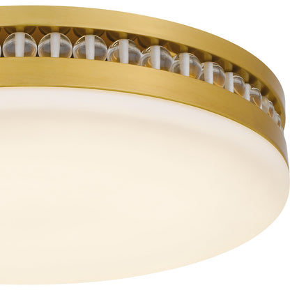 Quoizel Carey 16in LED Flush Mount | Glam Brushed Gold and Opal Etched Glass | Bedroom & Hallway | 16 x 16 x 3.5 in | Model QFL6785BRG