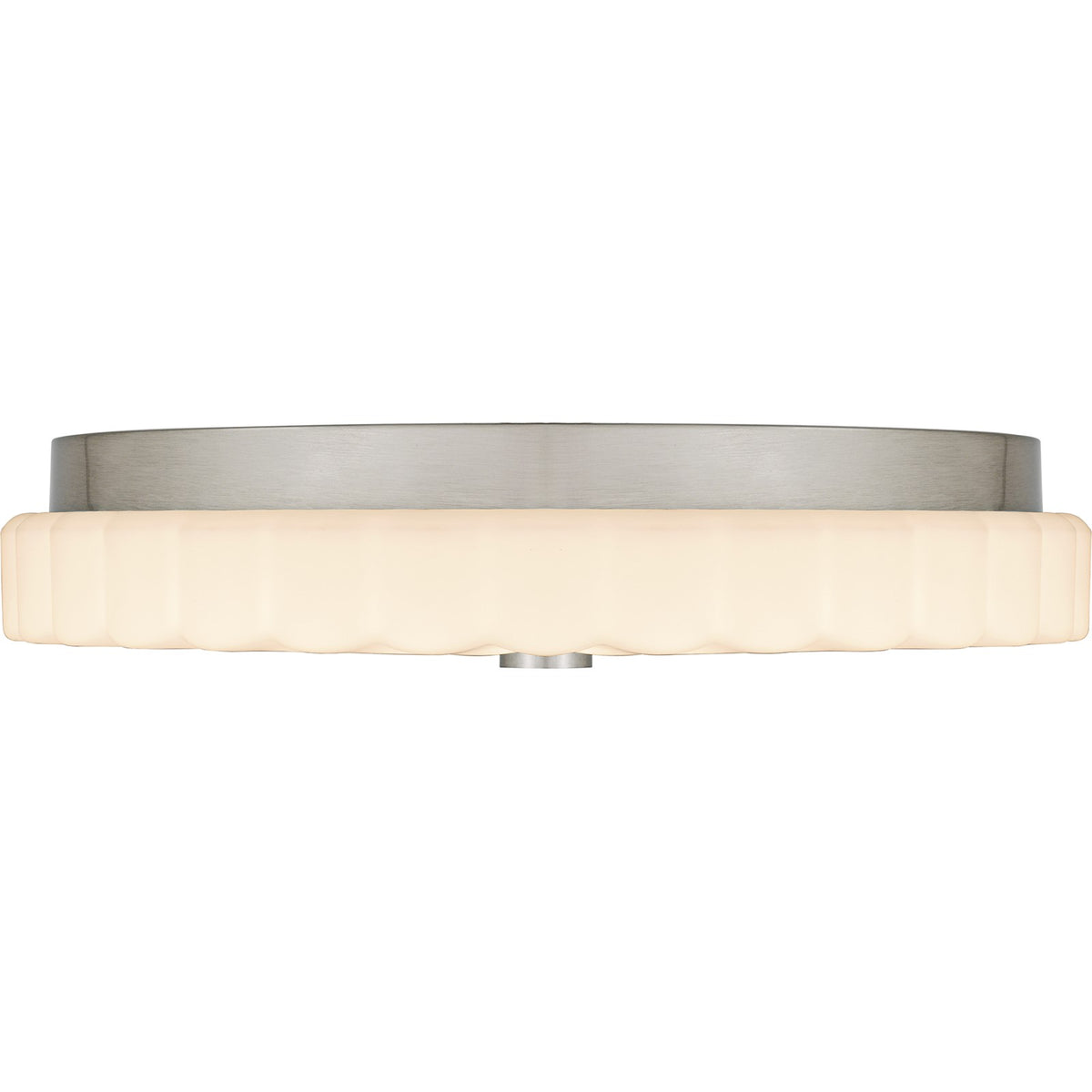 Quoizel Cherbury 16in 3-Light Flush Mount | Modern Brushed Nickel and Opal Etched Ribbed Glass | Bedroom & Hallway | Model QFL6787BN
