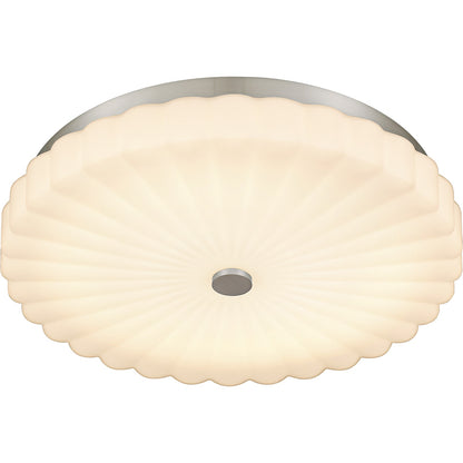 Quoizel Cherbury 16in 3-Light Flush Mount | Modern Brushed Nickel and Opal Etched Ribbed Glass | Bedroom & Hallway | Model QFL6787BN