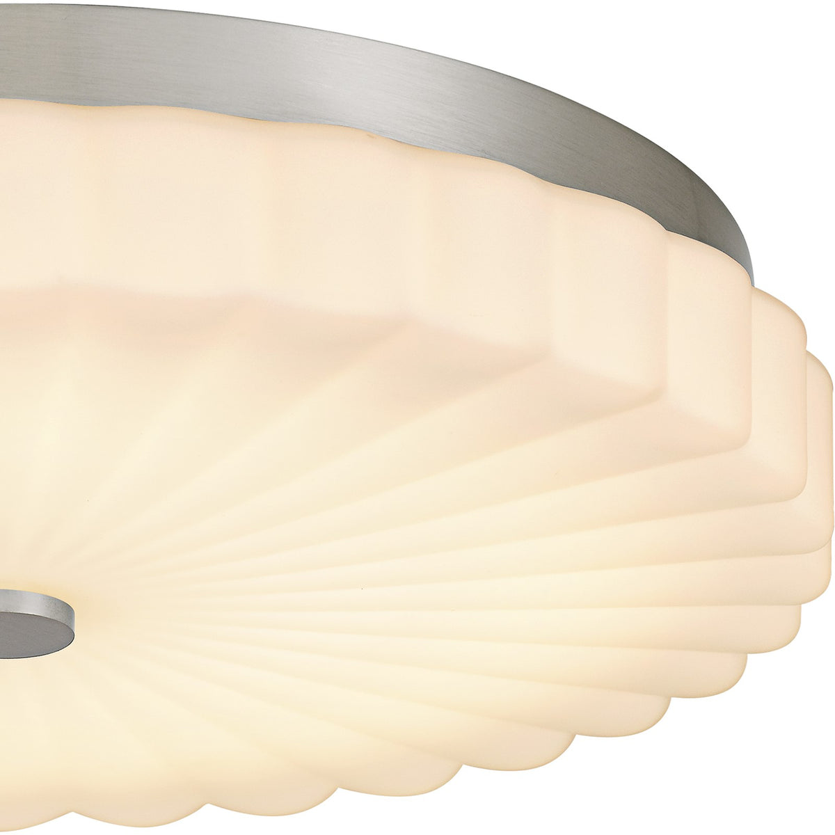 Quoizel Cherbury 16in 3-Light Flush Mount | Modern Brushed Nickel and Opal Etched Ribbed Glass | Bedroom & Hallway | Model QFL6787BN