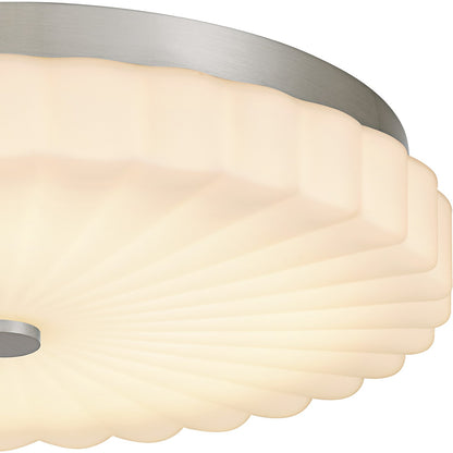Quoizel Cherbury 16in 3-Light Flush Mount | Modern Brushed Nickel and Opal Etched Ribbed Glass | Bedroom & Hallway | Model QFL6787BN