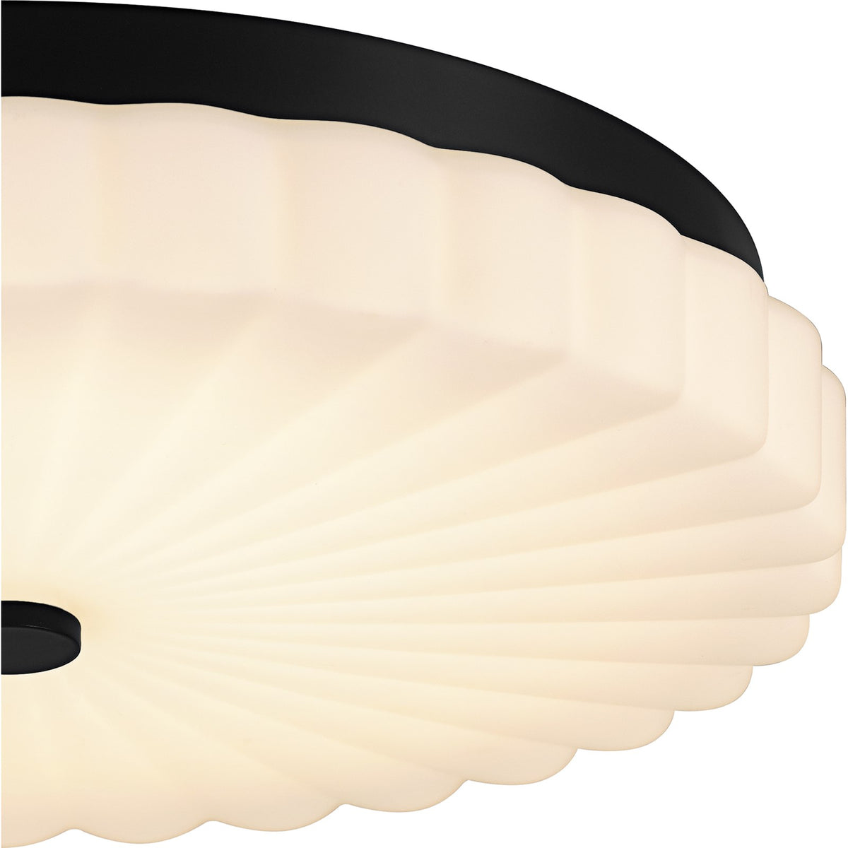 Quoizel Cherbury 16in 3-Light Flush Mount | Modern Matte Black and Opal Etched Ribbed Glass | Bedroom & Hallway | 16 x 16 x 3.25 in | Model QFL6787MBK