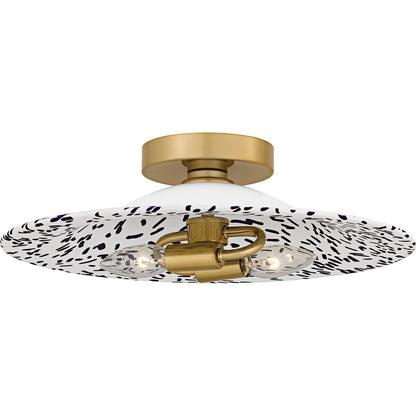 Quoizel Indigo 16in 2-Light Flush Mount | Modern Light Gold and Metal | Bedroom & Hallway | 15.75 x 15.75 x 5.25 in | Model QFL6789LGB