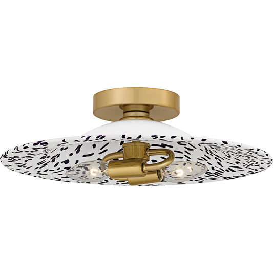 Quoizel Indigo 16in 2-Light Flush Mount | Modern Light Gold and Metal | Bedroom & Hallway | 15.75 x 15.75 x 5.25 in | Model QFL6789LGB
