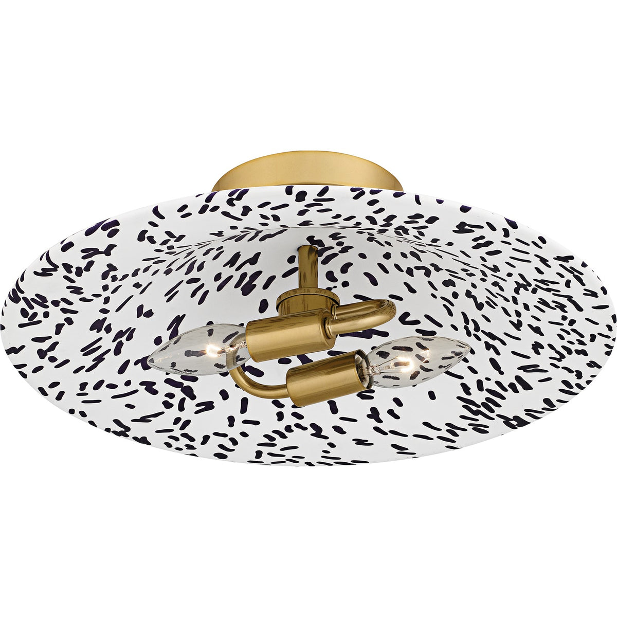 Quoizel Indigo 16in 2-Light Flush Mount | Modern Light Gold and Metal | Bedroom & Hallway | 15.75 x 15.75 x 5.25 in | Model QFL6789LGB