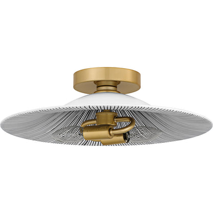 Quoizel Indigo 16in 2-Light Flush Mount | Modern Light Gold and Navy Metal | Bedroom & Hallway | 15.75 x 15.75 x 5.25 in | Model QFL6789LGK