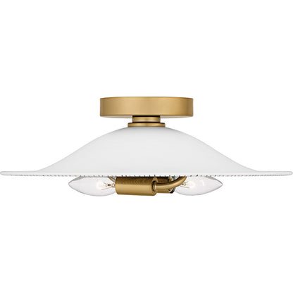 Quoizel Indigo 16in 2-Light Flush Mount | Modern Light Gold and Navy Metal | Bedroom & Hallway | 15.75 x 15.75 x 5.25 in | Model QFL6789LGK