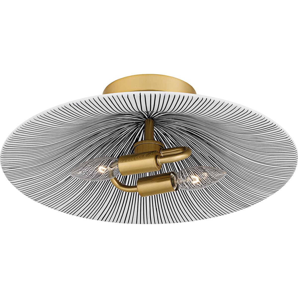Quoizel Indigo 16in 2-Light Flush Mount | Modern Light Gold and Navy Metal | Bedroom & Hallway | 15.75 x 15.75 x 5.25 in | Model QFL6789LGK