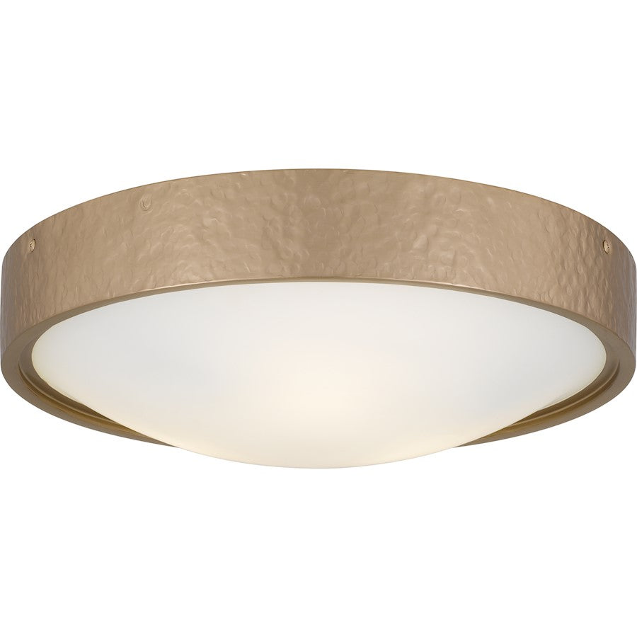 Quoizel Grendelle 16in 3-Light Flush Mount | Traditional Bronze Gold and White Etched Glass | Bedroom & Hallway | 16 x 16 x 5 in | Model QFL6790BGD
