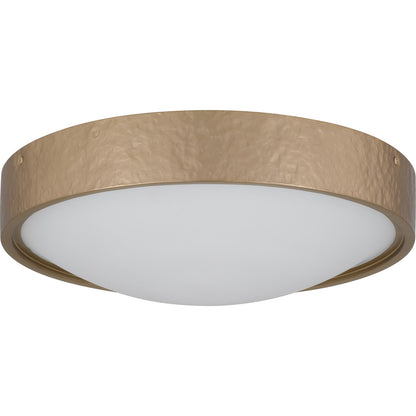 Quoizel Grendelle 16in 3-Light Flush Mount | Traditional Bronze Gold and White Etched Glass | Bedroom & Hallway | 16 x 16 x 5 in | Model QFL6790BGD