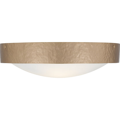 Quoizel Grendelle 16in 3-Light Flush Mount | Traditional Bronze Gold and White Etched Glass | Bedroom & Hallway | 16 x 16 x 5 in | Model QFL6790BGD