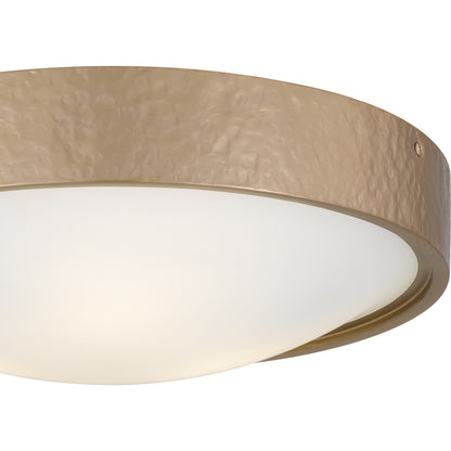 Quoizel Grendelle 16in 3-Light Flush Mount | Traditional Bronze Gold and White Etched Glass | Bedroom & Hallway | 16 x 16 x 5 in | Model QFL6790BGD