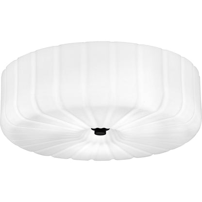 Quoizel Oberman 15in 3-Light Flush Mount | Updated Traditional Matte Black and Opal Etched Glass | Bedroom & Hallway | Model QFL6809MBK