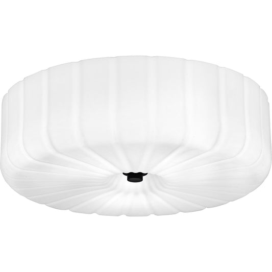 Quoizel Oberman 15in 3-Light Flush Mount | Updated Traditional Matte Black and Opal Etched Glass | Bedroom & Hallway | Model QFL6809MBK
