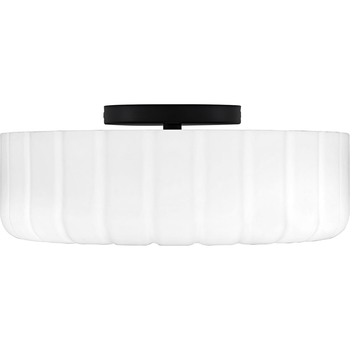 Quoizel Oberman 15in 3-Light Flush Mount | Updated Traditional Matte Black and Opal Etched Glass | Bedroom & Hallway | Model QFL6809MBK