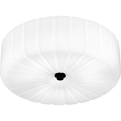 Quoizel Oberman 15in 3-Light Flush Mount | Updated Traditional Matte Black and Opal Etched Glass | Bedroom & Hallway | Model QFL6809MBK