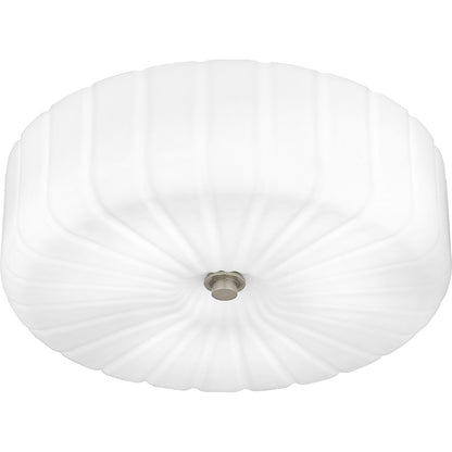 Quoizel Oberman 15in 3-Light Flush Mount | Updated Traditional Matte Black and Opal Etched Glass | Bedroom & Hallway | Model QFL6809MBK