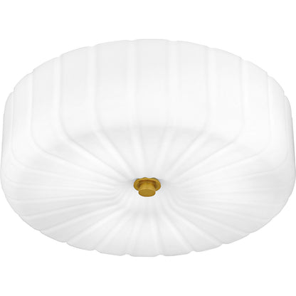 Quoizel Oberman 15in 3-Light Flush Mount | Updated Traditional Matte Black and Opal Etched Glass | Bedroom & Hallway | Model QFL6809MBK