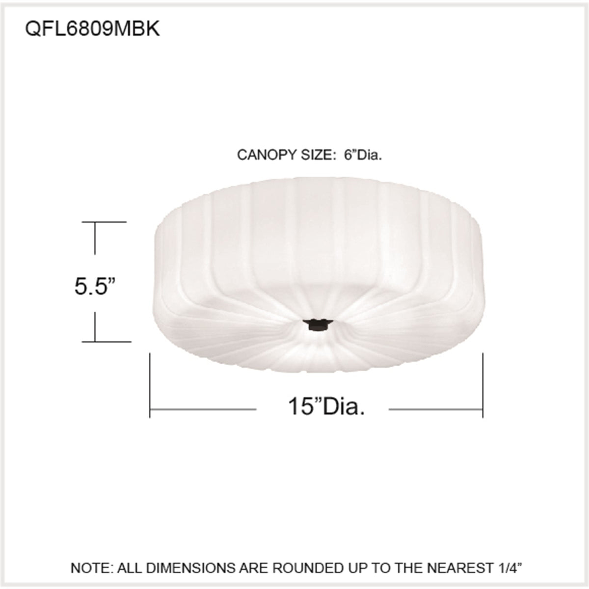 Quoizel Oberman 15in 3-Light Flush Mount | Updated Traditional Matte Black and Opal Etched Glass | Bedroom & Hallway | Model QFL6809MBK