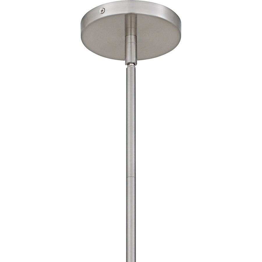 Quoizel Hollis 12in 1-Light Pendant | Transitional Brushed Nickel and Clear Water Glass | Kitchen Island & Bar Area | Model QMP6806BN