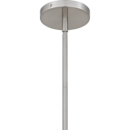 Quoizel Hollis 12in 1-Light Pendant | Transitional Brushed Nickel and Clear Water Glass | Kitchen Island & Bar Area | Model QMP6806BN
