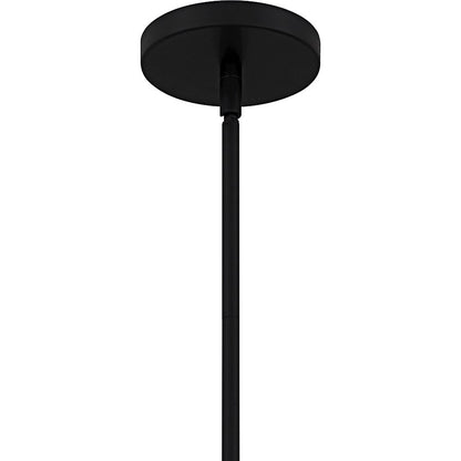 Quoizel Hollis 12in 1-Light Pendant | Transitional Matte Black and Clear Water Glass | Kitchen Island & Dining Room | Model QMP6806MBK