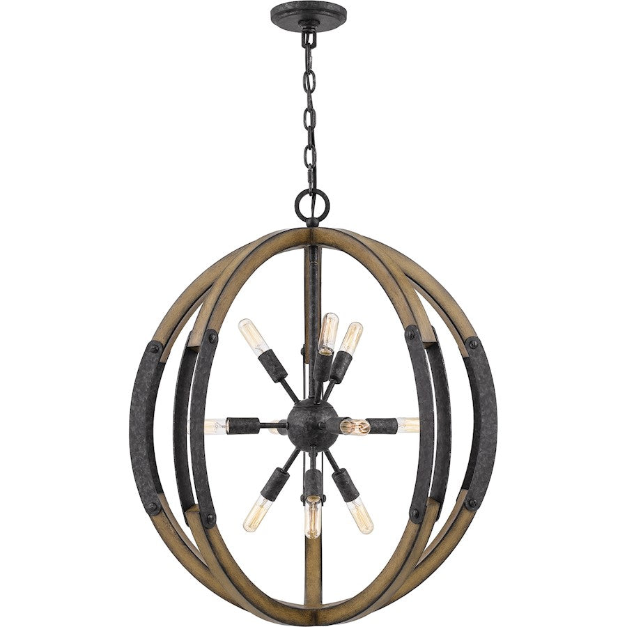 10 Light Pendant, Old Black
