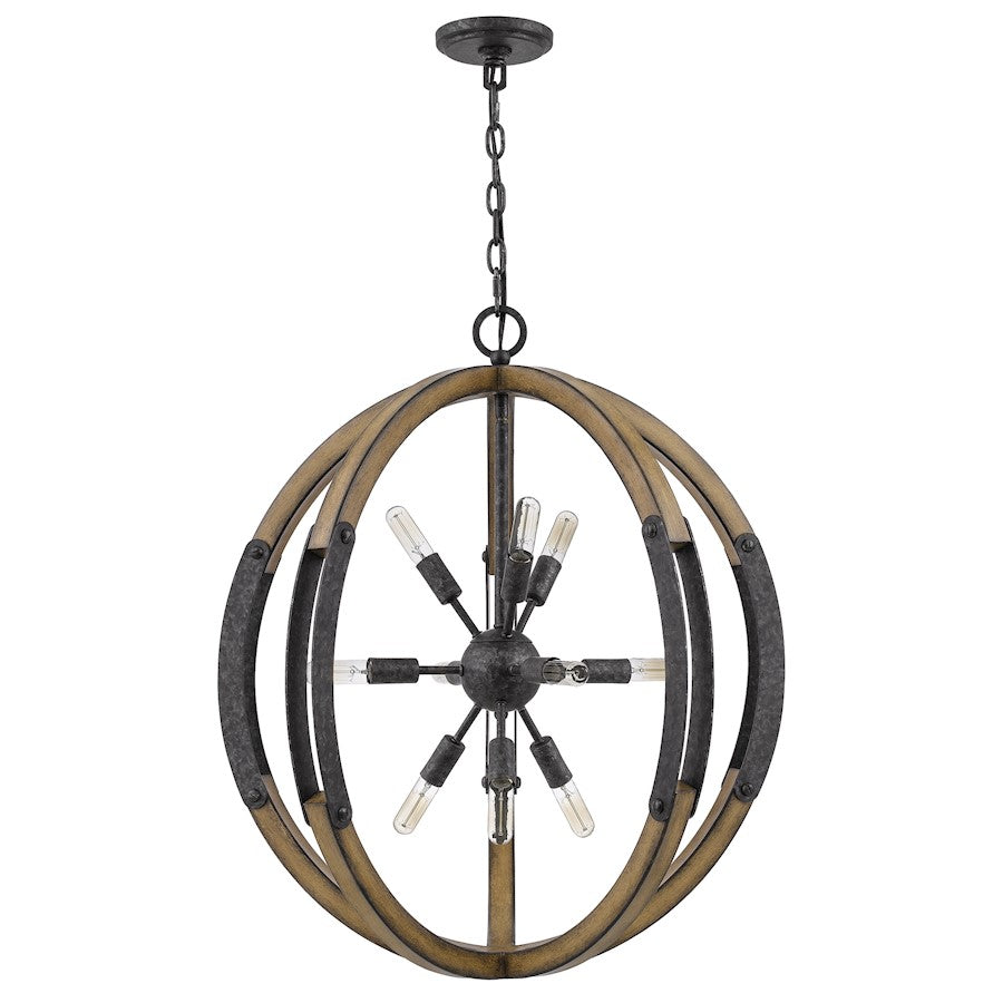 10 Light Pendant, Old Black