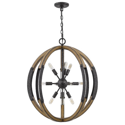 10 Light Pendant, Old Black
