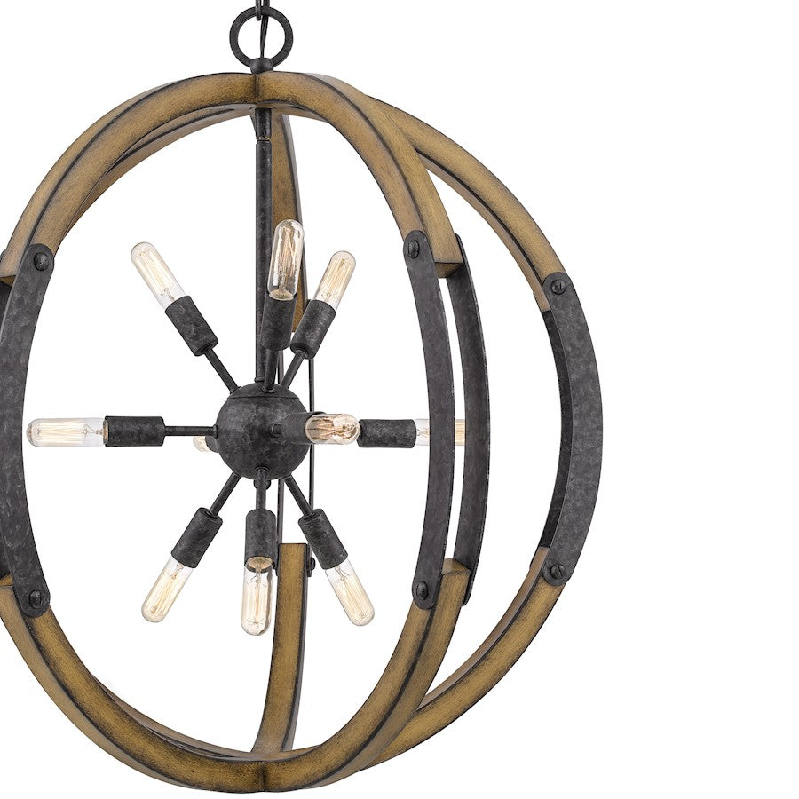 10 Light Pendant, Old Black
