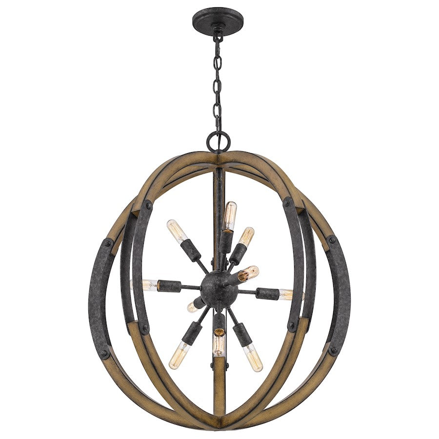 10 Light Pendant, Old Black