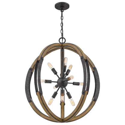 10 Light Pendant, Old Black