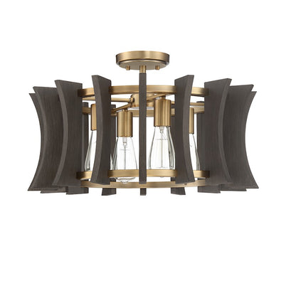 4 Light Pendant, Aged Brass