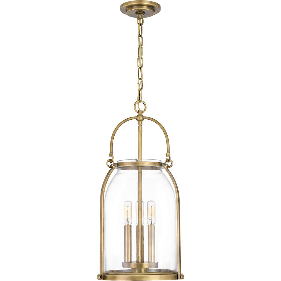 3 Light Mini Pendant, Weathered Brass