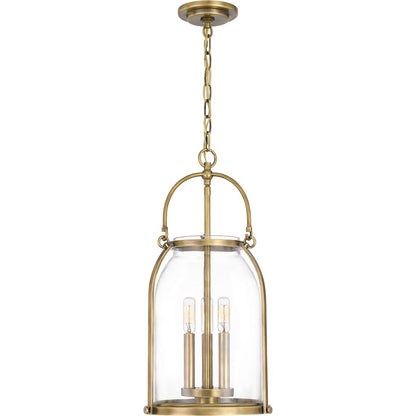 3 Light Mini Pendant, Weathered Brass