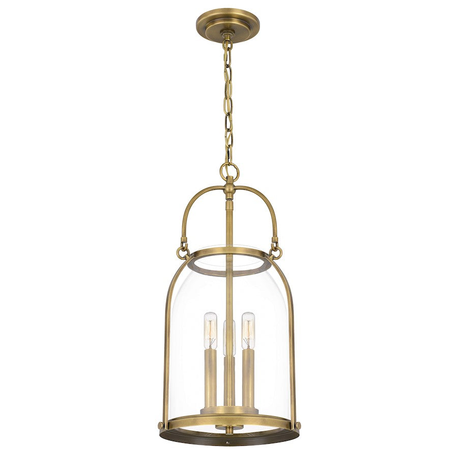 3 Light Mini Pendant, Weathered Brass