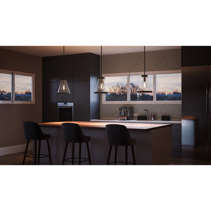 Quoizel Bristol 13in 1-Light Pendant | Industrial Mottled Black and Clear Seedy Glass | Kitchen Island & Dining Room | Model QP5260MB