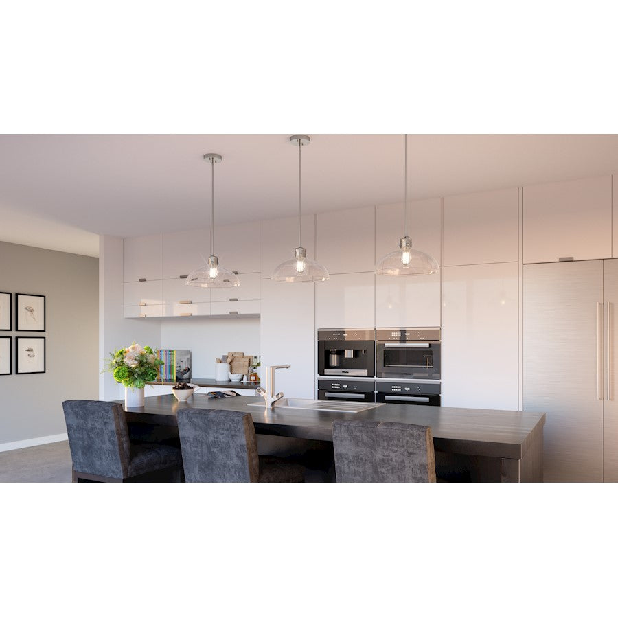 Quoizel Iona 1 Light Pendant, Brushed Nickel/Clear Seeded