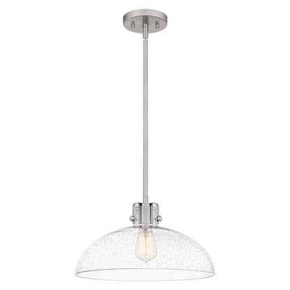 Quoizel Iona 1 Light Pendant, Brushed Nickel/Clear Seeded