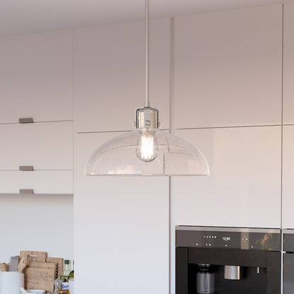 Quoizel Iona 1 Light Pendant, Brushed Nickel/Clear Seeded