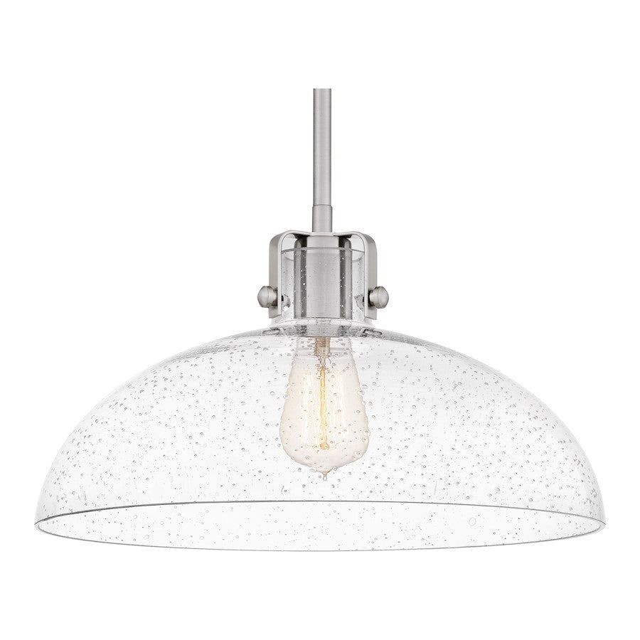 Quoizel Iona 1 Light Pendant, Brushed Nickel/Clear Seeded