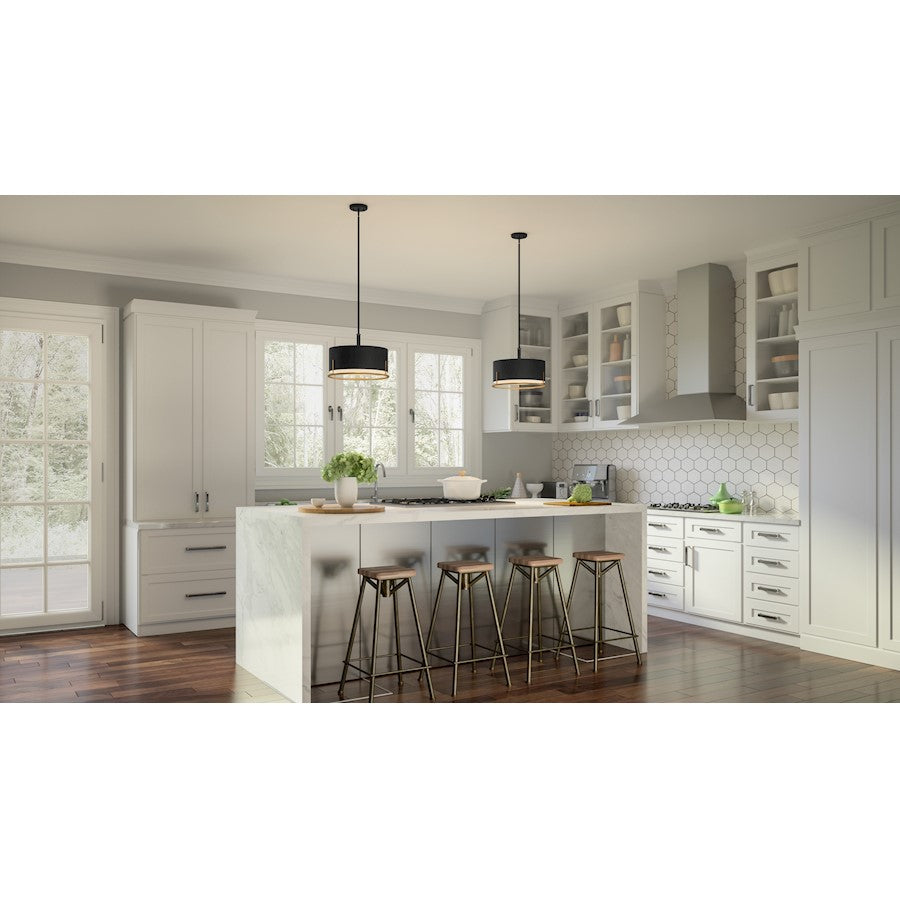 Quoizel Chalfont 3 Light Pendant, Matte Black/Metal