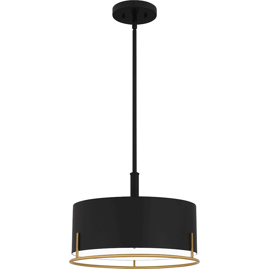 Quoizel Chalfont 3 Light Pendant, Matte Black/Metal