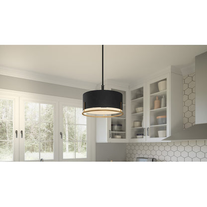 Quoizel Chalfont 3 Light Pendant, Matte Black/Metal