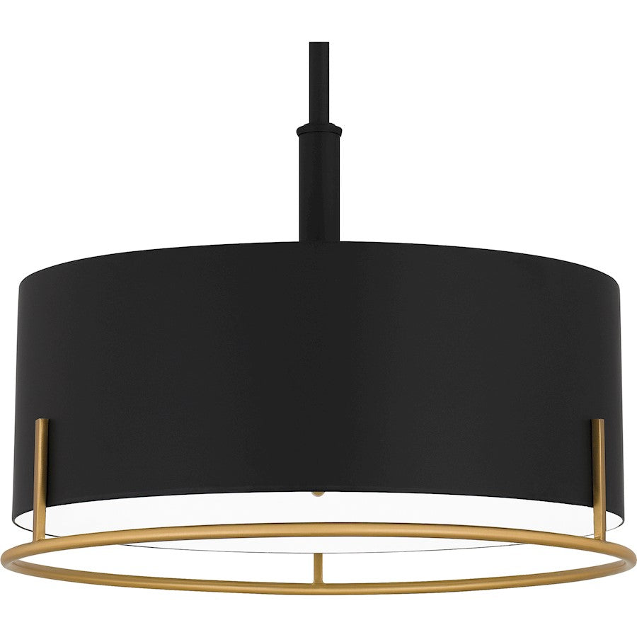 Quoizel Chalfont 3 Light Pendant, Matte Black/Metal