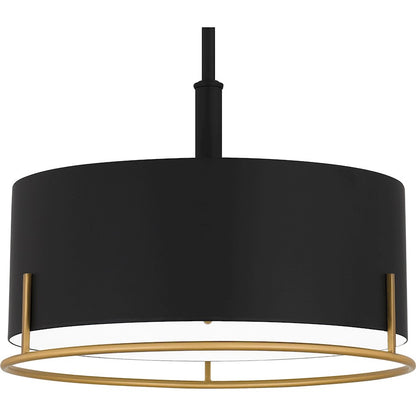 Quoizel Chalfont 3 Light Pendant, Matte Black/Metal
