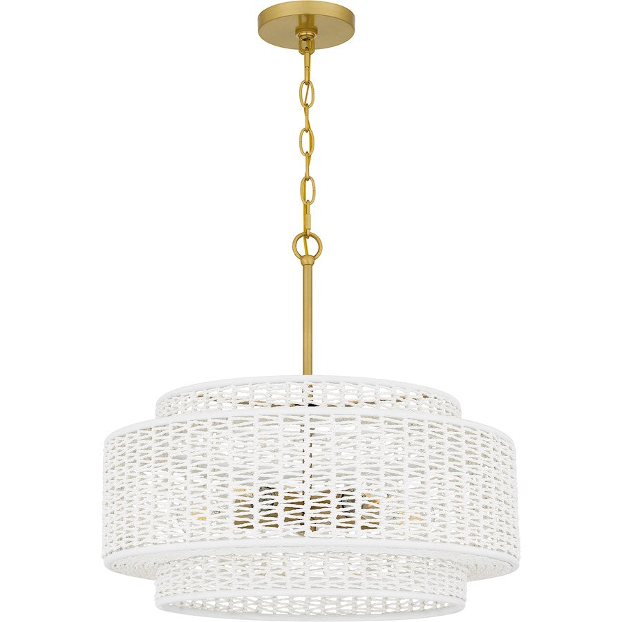 5 Light Pendant, Brushed Gold/Rope